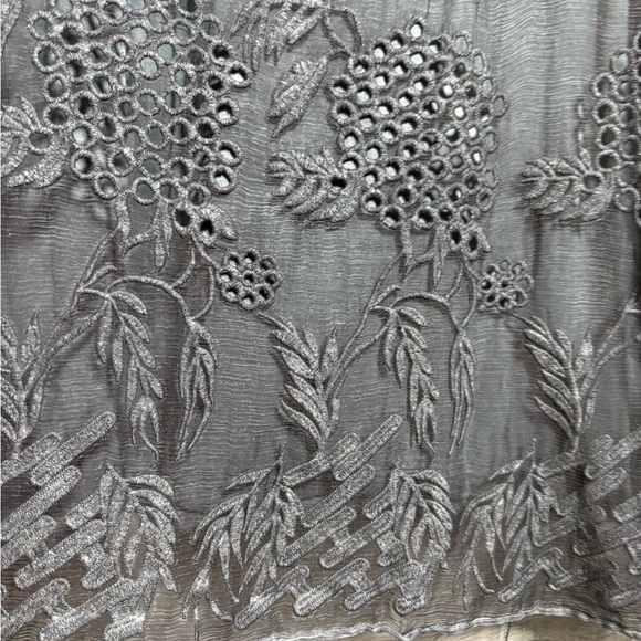 Soft Surroundings Charcoal Gray Silk Tank Dress w Embroidery and Viscose Liner - Picture 7 of 15